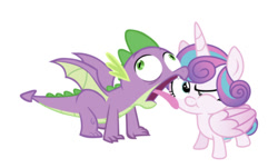 Size: 750x454 | Tagged: safe, artist:davidsfire, artist:memnoch, edit, editor:undeadponysoldier, character:princess flurry heart, character:spike, species:alicorn, species:dragon, species:pony, confused, cute, faec, female, filly, flurrybetes, licking, niece, silly, simple background, tongue out, uncle and niece, uncle spike, wat, white background, winged spike