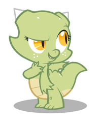 Size: 500x636 | Tagged: safe, artist:queencold, oc, oc only, oc:jade, species:dragon, dragon oc, dragoness, female, looking back, simple background, smiling, smirk, solo, transparent background
