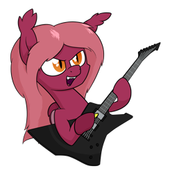Size: 1496x1525 | Tagged: safe, artist:moonatik, oc, oc only, oc:thorium, species:bat pony, species:pony, bat pony oc, electric guitar, guitar, male, musical instrument, simple background, solo, stallion, transparent background, younger