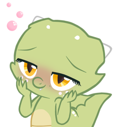Size: 450x492 | Tagged: safe, artist:queencold, oc, oc only, oc:jade, species:dragon, blushing, bubble, dragon oc, dragoness, drunk, female, simple background, solo, transparent background