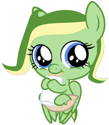 Size: 770x888 | Tagged: safe, artist:didgereethebrony, base used, oc, oc:boomerang beauty, species:pegasus, species:pony, baby, baby bottle, diaper, female, filly, looking at you, simple background, solo, trace, transparent background