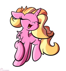 Size: 1280x1372 | Tagged: safe, artist:kimjoman, character:luster dawn, species:pony, episode:the last problem, g4, my little pony: friendship is magic, chest fluff, cute, eyes closed, female, happy, lusterbetes, simple background, solo, white background