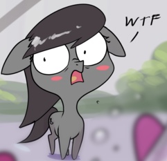 Size: 241x233 | Tagged: safe, artist:underpable, edit, character:octavia melody, species:earth pony, species:pony, blushing, cropped, female, floppy ears, mare, reaction image, solo, vulgar, wtf
