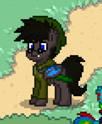 Size: 541x652 | Tagged: safe, artist:omegapony16, oc, oc only, species:bat pony, species:pony, pony town, bat pony oc, clothing, glasses, hat, pixel art, solo