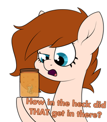 Size: 1567x1788 | Tagged: safe, artist:moonatik, character:rainbow dash, oc, oc:honey comb, species:pony, dialogue, female, food, gift art, honey, jar, lewd container meme, mare, simple background, solo, transparent background