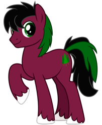 Size: 2600x3200 | Tagged: safe, artist:cheezedoodle96, oc, oc only, oc:red cedar, species:earth pony, species:pony, 2020 community collab, derpibooru community collaboration, .svg available, looking at you, male, raised hoof, simple background, smiling, solo, stallion, svg, transparent background, vector