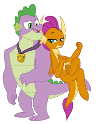 Size: 2341x3018 | Tagged: safe, artist:dragonchaser123, artist:memnoch, edit, character:smolder, character:spike, species:dragon, ship:spolder, episode:the last problem, g4, my little pony: friendship is magic, female, gigachad spike, male, older, older smolder, older spike, shipping, simple background, straight, transparent background, vector