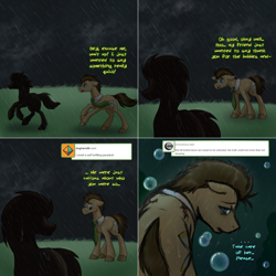 Size: 1502x1502 | Tagged: safe, artist:jitterbugjive, artist:sugar0612, character:doctor whooves, character:time turner, species:earth pony, species:pony, lovestruck derpy, male, ponidox, rain, self ponidox, solo, stallion, the doctor, time travel, timelord ponidox