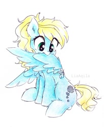 Size: 808x989 | Tagged: safe, artist:liaaqila, oc, oc only, oc:steam cloud, species:pony, cute, eye clipping through hair, female, grooming, mare, preening, simple background, solo, white background