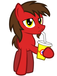 Size: 1200x1600 | Tagged: safe, artist:toyminator900, oc, oc only, oc:chip, species:pegasus, species:pony, drinking, facial hair, food, goatee, grape juice, grapes, juice, looking at you, moustache, remake, simple background, solo, straw, transparent background