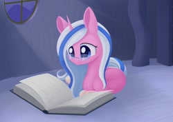 Size: 2224x1572 | Tagged: safe, alternate version, artist:dusthiel, oc, oc only, species:pony, species:unicorn, book, female, glasses, mare, night, prone, reading, solo