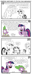 Size: 1320x3035 | Tagged: safe, artist:pony-berserker, character:spike, character:starlight glimmer, character:trixie, character:twilight sparkle, character:twilight sparkle (alicorn), species:alicorn, species:dragon, species:pony, species:unicorn, black and white, comic, dialogue, female, grayscale, hangover, happy new year, happy new year 2020, holiday, i can't believe it's not idw, implied hangover, male, mare, monochrome, new year, new year's resolution, pony-berserker's twitter sketches, rick and morty, rick sanchez, signature, simple background, sketch, speech bubble, stippling, tired, twirick, white background, winged spike