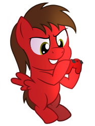 Size: 1200x1600 | Tagged: safe, artist:toyminator900, oc, oc only, oc:chip, species:pegasus, species:pony, colt, controller, male, playstation 3, simple background, solo, transparent background, younger