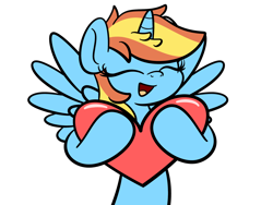 Size: 2560x1920 | Tagged: safe, artist:kimjoman, part of a set, oc, oc only, oc:dusking sky, species:alicorn, species:pegasus, species:pony, cute, female, heart, mare, simple background, smiling, solo, spread wings, transparent background, wings, ych result