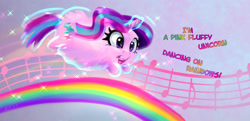 Size: 2316x1119 | Tagged: safe, artist:xbi, character:starlight glimmer, species:pony, species:unicorn, chibi, excessive fluff, female, fluffy, glowing horn, horn, levitation, magic, mare, pink fluffy unicorns dancing on rainbows, self-levitation, solo, telekinesis