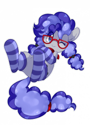Size: 700x966 | Tagged: safe, artist:loyaldis, oc, oc only, oc:cinnabyte, species:earth pony, species:pony, adorkable, bandana, clothing, cute, dork, female, glasses, looking at you, mare, one eye closed, socks, striped socks, white outline, wink