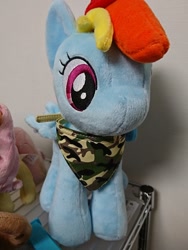 Size: 1080x1440 | Tagged: safe, artist:omegapony16, character:rainbow dash, species:pegasus, species:pony, female, irl, mare, neckerchief, photo, plushie, solo