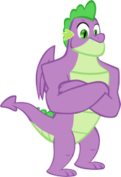 Size: 4004x5818 | Tagged: safe, artist:memnoch, character:spike, species:dragon, episode:the last problem, g4, my little pony: friendship is magic, absurd resolution, crossed arms, gigachad spike, male, older, older spike, simple background, solo, transparent background, vector, winged spike