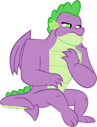 Size: 4519x5907 | Tagged: safe, artist:memnoch, character:spike, species:dragon, episode:the last problem, g4, my little pony: friendship is magic, gigachad spike, male, older, older spike, simple background, solo, transparent background, winged spike
