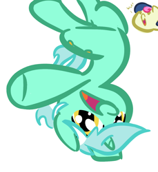 Size: 1100x1200 | Tagged: safe, artist:tess, character:bon bon, character:lyra heartstrings, character:sweetie drops, species:earth pony, species:pony, species:unicorn, duo, duo female, female, mare, simple background, smiling, upside down, white background