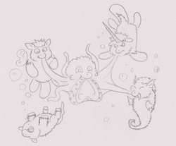 Size: 1500x1240 | Tagged: safe, artist:santanon, species:sea pony, fluffy pony, fluffy pony drowns, sea fluffies