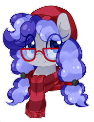 Size: 1000x1295 | Tagged: safe, artist:loyaldis, oc, oc only, oc:cinnabyte, adorkable, beanie, clothing, cute, dork, glasses, hat, heart eyes, pigtails, scarf, simple background, solo, transparent background, wingding eyes