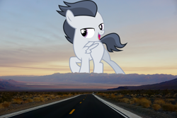 Size: 2700x1800 | Tagged: safe, artist:frownfactory, character:rumble, species:pony, california, colt, death valley, giant ponies in real life, giant pony, highrise ponies, irl, macro, male, mega giant, photo, ponies in real life
