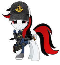 Size: 3396x3669 | Tagged: safe, artist:vector-brony, edit, oc, oc only, oc:blackjack, species:pony, species:unicorn, fallout equestria, fallout equestria: project horizons, armor, clothing, fanfic art, hat, idf, israel, simple background, solo, transparent background, two toned mane, vault security armor