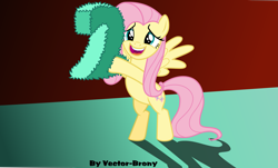 Size: 5225x3162 | Tagged: safe, artist:vector-brony, character:fluttershy, species:pegasus, species:pony, 2, bbc, bbc 2 ident, bbc two, cute, fluffy, happy, holding, ident, in awe, shyabetes, standing on two hooves, watermark, wings