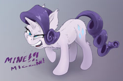 Size: 1954x1279 | Tagged: safe, artist:xbi, derpibooru original, character:mean rarity, character:rarity, species:pony, species:unicorn, episode:the mean 6, g4, my little pony: friendship is magic, angry, clone, dialogue, faec, female, gradient background, greedy, mine, solo