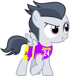 Size: 2315x2500 | Tagged: safe, artist:frownfactory, artist:jawsandgumballfan24, edit, character:rumble, species:pegasus, species:pony, basketball, clothing, colt, foal, jersey, lakers, los angeles lakers, male, nba, shorts, simple background, solo, transparent background, vector