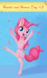 Size: 1320x2175 | Tagged: safe, artist:dusthiel, character:pinkie pie, species:earth pony, species:pony, episode:hearts and hooves day, g4, my little pony: friendship is magic, armpits, bipedal, cute, diapinkes, digital art, female, mare, open mouth, solo