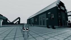 Size: 1334x750 | Tagged: safe, artist:cheezedoodle96, edit, editor:topsangtheman, character:wind sprint, species:pegasus, species:pony, grayscale, looking at you, minecraft, monochrome, new york city subway