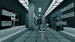 Size: 1334x750 | Tagged: safe, artist:cheezedoodle96, edit, editor:topsangtheman, character:wind sprint, species:pegasus, species:pony, grayscale, interior, looking at you, minecraft, monochrome, new york city subway