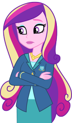 Size: 5000x8521 | Tagged: safe, artist:luckreza8, character:dean cadance, character:princess cadance, equestria girls:friendship games, g4, my little pony: equestria girls, my little pony:equestria girls, crossed arms, eyeshadow, female, lipstick, makeup, simple background, solo, transparent background, vector