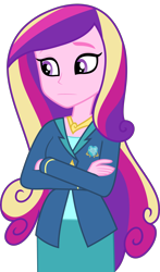 Size: 5000x8521 | Tagged: safe, artist:luckreza8, edit, editor:slayerbvc, character:dean cadance, character:princess cadance, equestria girls:friendship games, g4, my little pony: equestria girls, my little pony:equestria girls, crossed arms, female, no makeup edit, simple background, solo, transparent background, vector, vector edit