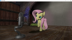 Size: 1280x720 | Tagged: safe, artist:didgereethebrony, character:fluttershy, species:pegasus, species:pony, 3d, female, gmod, microphone, solo, squee, stage, youtube link