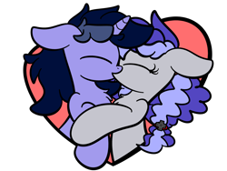 Size: 2560x1920 | Tagged: safe, artist:kimjoman, oc, oc only, oc:cinnabyte, oc:purple flix, adorkable, commission, cute, dork, heart, holiday, kissing, simple background, transparent background, valentine, valentine's day, your character here