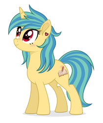 Size: 1834x2182 | Tagged: safe, artist:lazuli, artist:rioshi, artist:starshade, oc, oc only, oc:allura, species:pony, species:unicorn, blushing, ear piercing, earring, female, jewelry, mare, piercing, simple background, solo, standing, transparent background