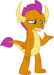 Size: 4313x5942 | Tagged: safe, artist:memnoch, character:smolder, species:dragon, episode:molt down, g4, my little pony: friendship is magic, apology, claws, cute, dragoness, embarrassed, fangs, female, folded wings, guilty, horns, raised arm, sheepish grin, simple background, smolderbetes, solo, sorry, teenaged dragon, teenager, toes, transparent background, vector, wings