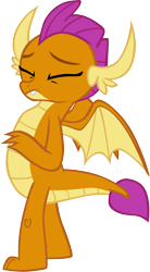 Size: 3407x6151 | Tagged: safe, artist:memnoch, character:smolder, species:dragon, episode:molt down, g4, my little pony: friendship is magic, claws, cringing, cute, dragoness, eyes closed, fangs, female, horns, simple background, smolderbetes, solo, spread wings, teenaged dragon, teenager, transparent background, vector, wings