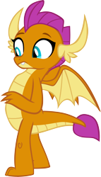 Size: 3444x6001 | Tagged: safe, artist:memnoch, character:smolder, species:dragon, episode:molt down, g4, my little pony: friendship is magic, claws, cute, dragoness, fangs, female, frown, horns, impressed, looking down, raised eyebrows, simple background, smolderbetes, solo, spread wings, teenaged dragon, teenager, transparent background, vector, wings