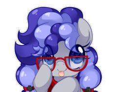Size: 735x560 | Tagged: safe, artist:loyaldis, oc, oc only, oc:cinnabyte, species:earth pony, species:pony, adorkable, bandana, cheeky, commission, cute, dork, female, glasses, icon, mare, simple background, solo, tongue out, transparent background, white outline, your character here