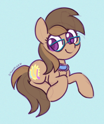 Size: 1500x1784 | Tagged: safe, artist:dawnfire, oc, oc only, oc:dawnsong, species:earth pony, species:pony, choker, female, glasses, mare, signature, simple background, sketch, smiling, solo