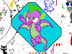 Size: 1218x909 | Tagged: safe, artist:background pony number 17, artist:cheezedoodle96, character:spike, species:dragon, flying, pixel art, pixelcanvas, raised fist, sans (undertale), undertale, winged spike