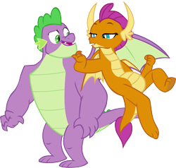Size: 6571x6266 | Tagged: safe, artist:memnoch, edit, character:smolder, character:spike, species:dragon, ship:spolder, episode:the last problem, g4, my little pony: friendship is magic, dragoness, female, gigachad spike, male, older, older smolder, older spike, shipping, simple background, straight, transparent background, vector, winged spike, wings