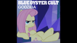 Size: 426x240 | Tagged: safe, artist:grapefruitface1, edit, edited screencap, screencap, character:fluttershy, species:pegasus, species:pony, episode:to where and back again, g4, my little pony: friendship is magic, animated, blue oyster cult, cropped, disguise, disguised changeling, fake fluttershy, female, godzilla (series), midi, solo, song, sound, sound only, synthetic voice, webm