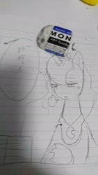 Size: 1152x2048 | Tagged: safe, artist:omegapony16, character:princess luna, species:alicorn, species:pony, eraser, female, hoof shoes, irl, lineart, lined paper, peytral, photo, solo, traditional art