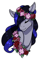 Size: 1024x1504 | Tagged: safe, artist:oneiria-fylakas, oc, oc only, species:pegasus, species:pony, bust, eyes closed, female, floral head wreath, flower, mare, portrait, simple background, solo, transparent background