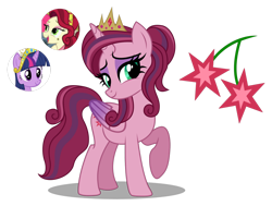 Size: 1280x968 | Tagged: safe, artist:lazuli, artist:tenderrain46, base used, character:cherry jubilee, character:twilight sparkle, oc, parent:cherry jubilee, parent:twilight sparkle, species:alicorn, species:pony, alicorn oc, big crown thingy, crown, element of magic, female, jewelry, magical lesbian spawn, mare, offspring, parents:cherrylight, regalia, simple background, transparent background